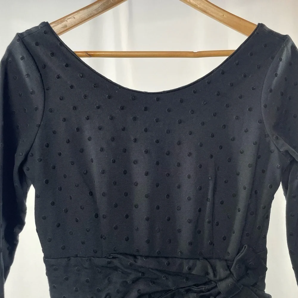 Kate‎ Spade Magdalena Velvet Dot Bow Tie Sheath Dress in Black Size 8